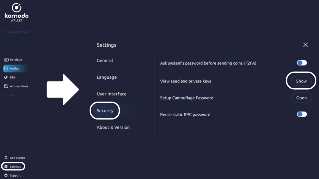 Komodo wallet guide image
