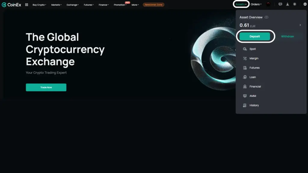 CoinEx exchange guide image