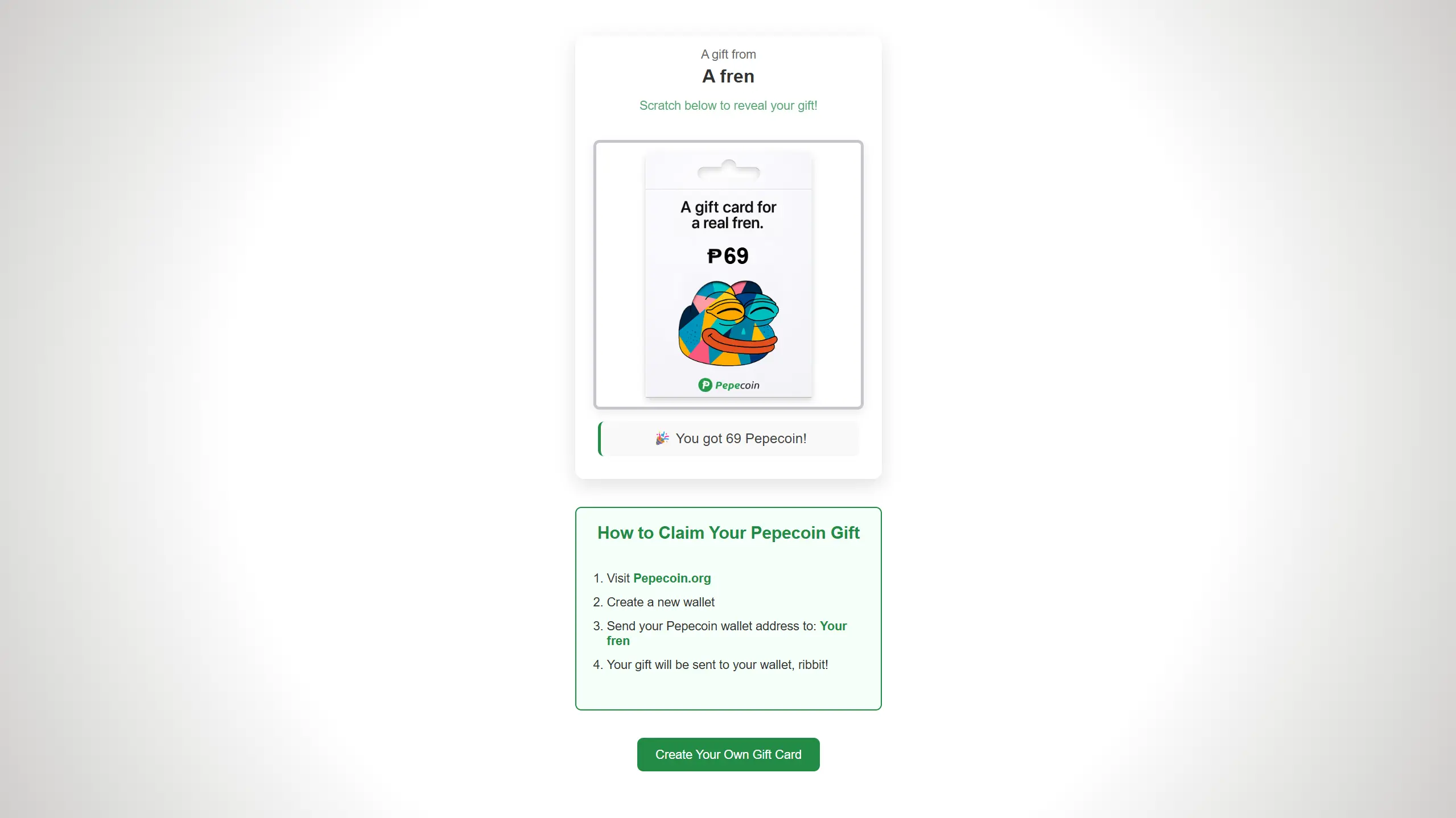 Pepe Gift Card Generator